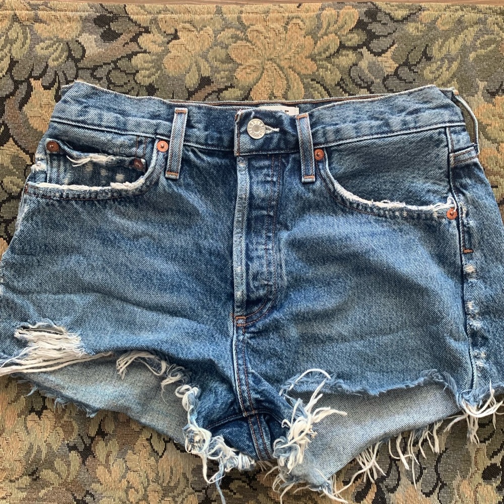 AGOLDE Distressed Denim Shorts
